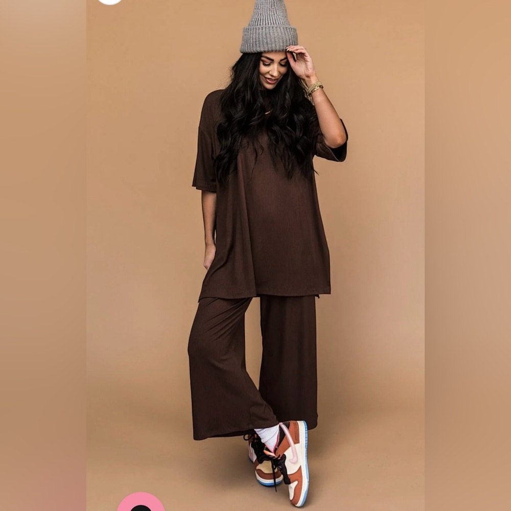 LALA ORIGINAL Dressed in LALA Lex Ribbed Playsuit in Mocha Jumpsuit Set (S) - Picture 14 of 17